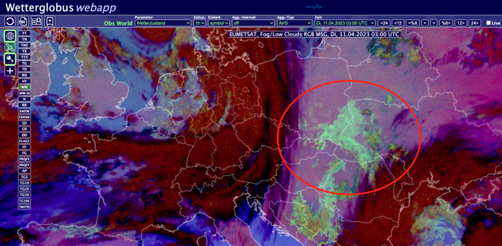 Screenshot Wetterglobus mit 